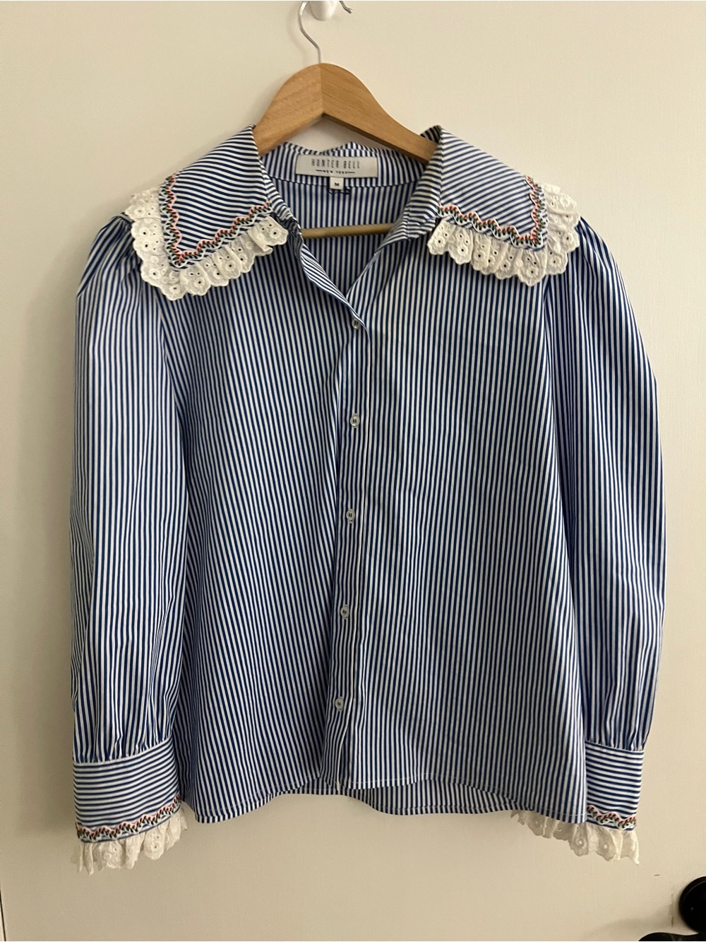 Hunter Bell Miller Top Blue and White Striped Button-Down Shirt Great Condition - Picture 4 of 16